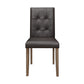 Benzara BM220146 Espresso Brown Leatherette Side Chair With Tufted Backrest, Set of 2