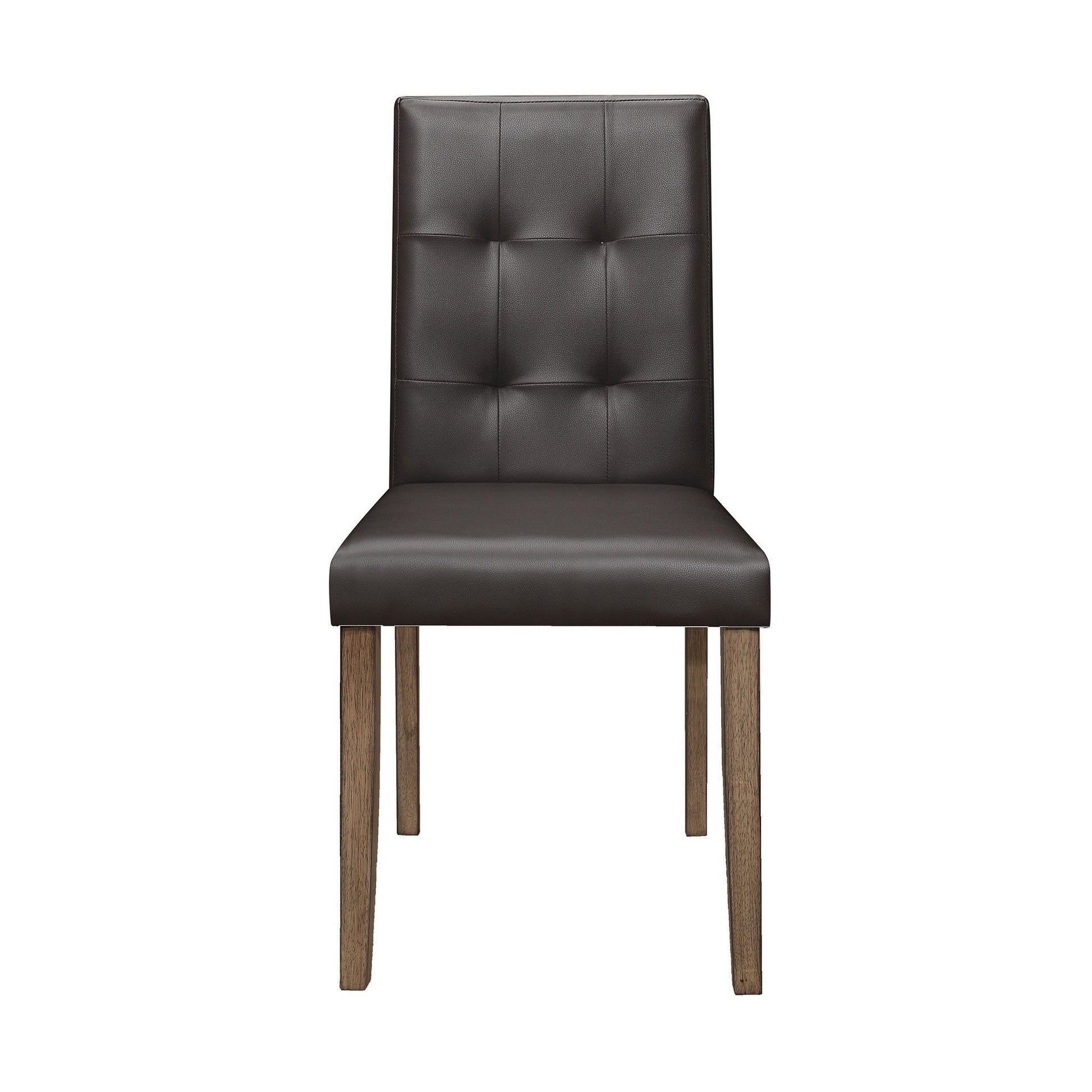 Benzara BM220146 Espresso Brown Leatherette Side Chair With Tufted Backrest, Set of 2