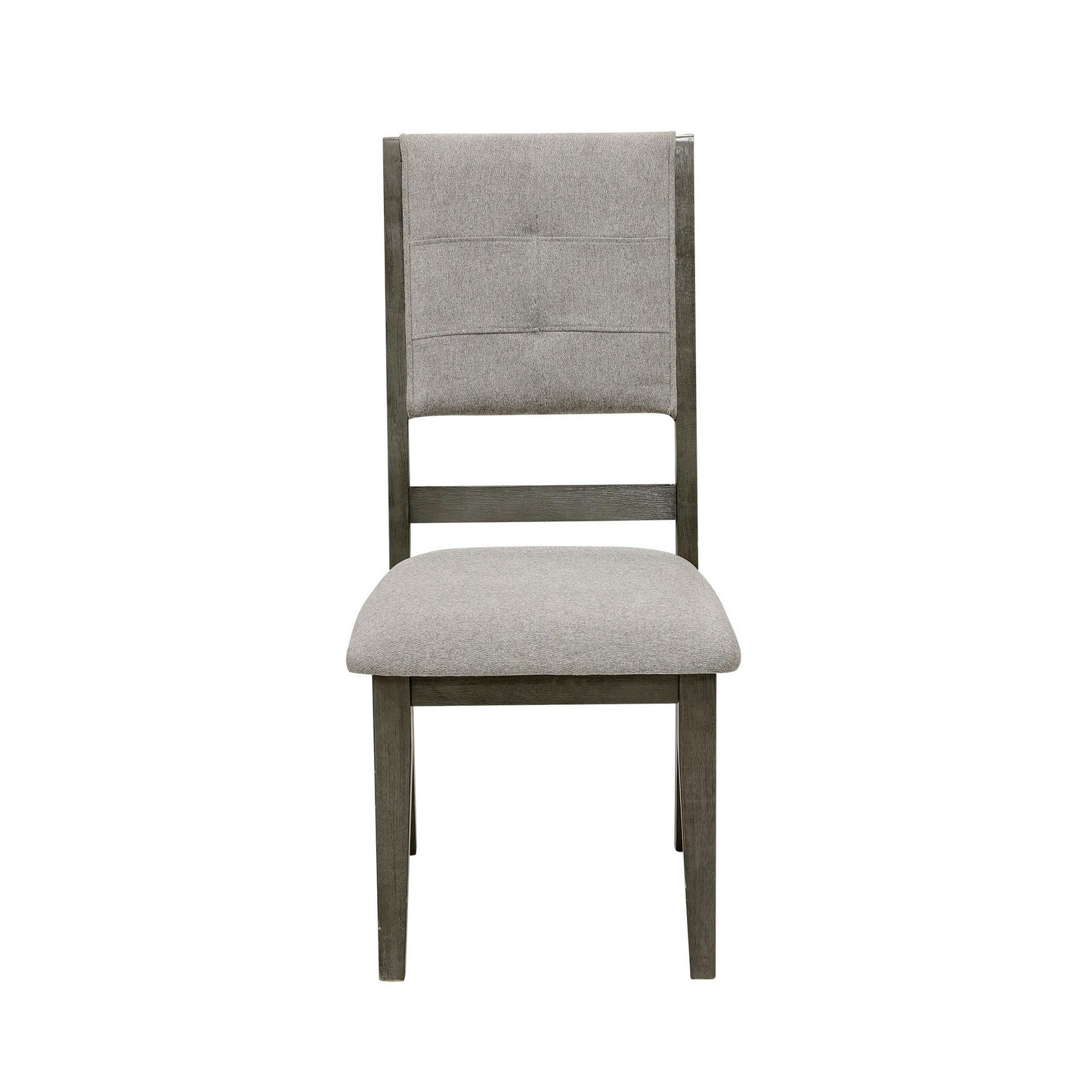 Benzara BM220153 Gray Open Design Back Fabric Side Chair With Wooden Legs, Set of 2