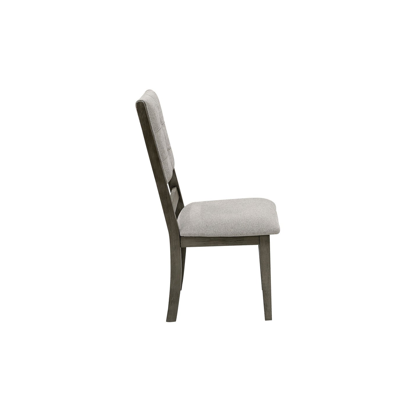 Benzara BM220153 Gray Open Design Back Fabric Side Chair With Wooden Legs, Set of 2