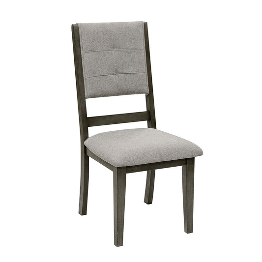 Benzara BM220153 Gray Open Design Back Fabric Side Chair With Wooden Legs, Set of 2