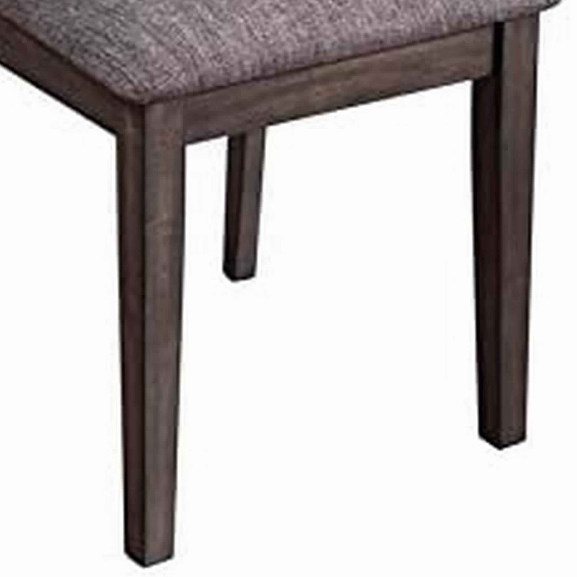 Benzara BM220514 Dark Brown Wood Side Chair With Slatted Backrest and Padded Seat, Set of 2