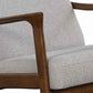 Benzara BM220535 Gray and Brown Fabric Upholstered Mid Century Wooden Lounge Chair