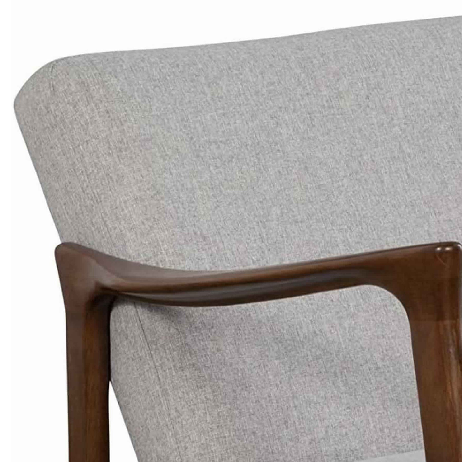 Benzara BM220535 Gray and Brown Fabric Upholstered Mid Century Wooden Lounge Chair