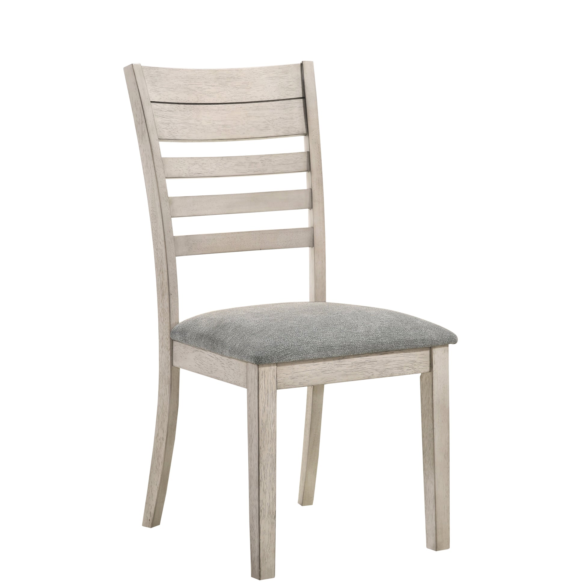 Benzara BM220547 Antique White Cottage Ladder Back Side Chair With Wooden Legs, Set of 2