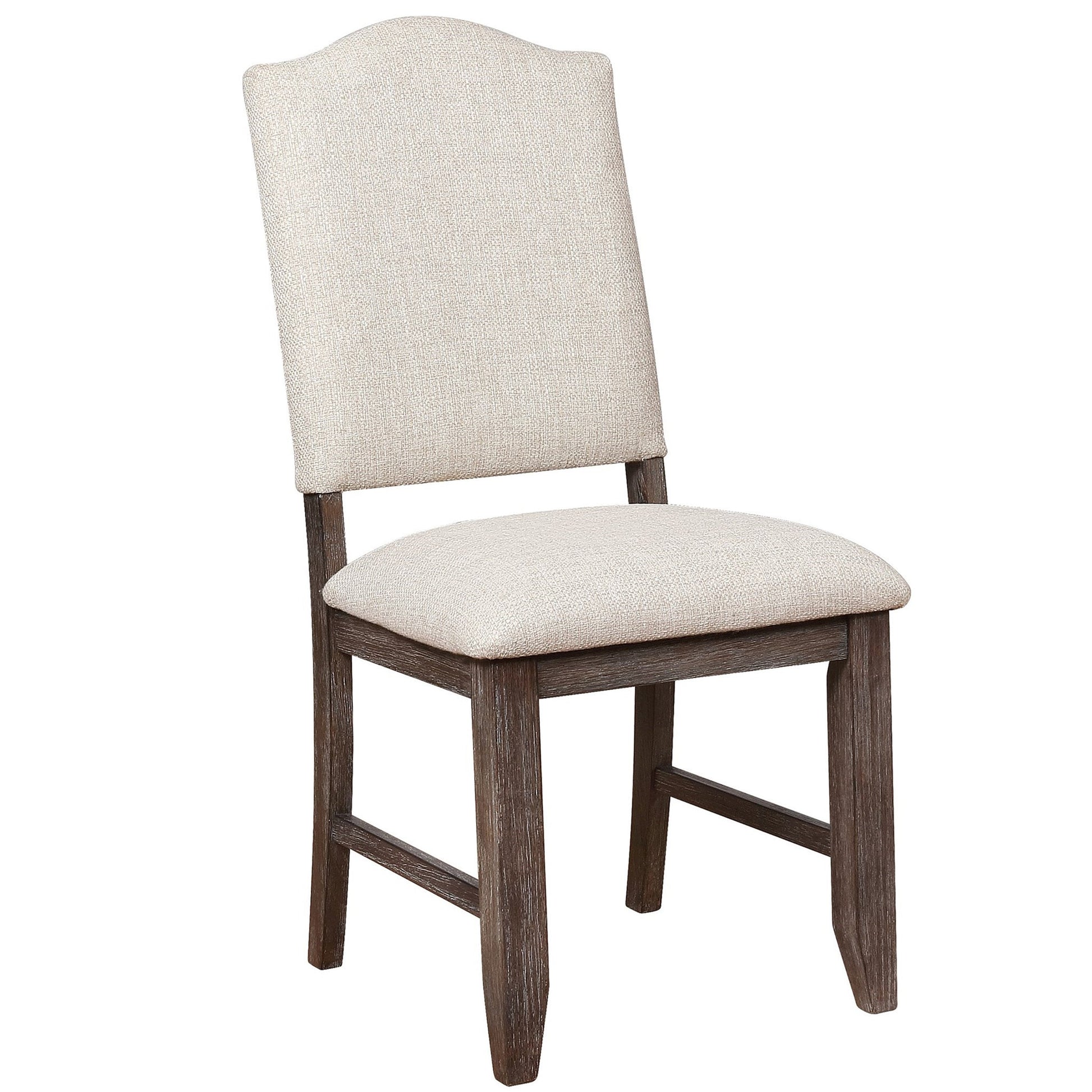 Benzara BM220557 Beige and Brown Arched Open Back Side Chair With Nailhead Accents,Set of 2