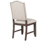 Benzara BM220557 Beige and Brown Arched Open Back Side Chair With Nailhead Accents,Set of 2