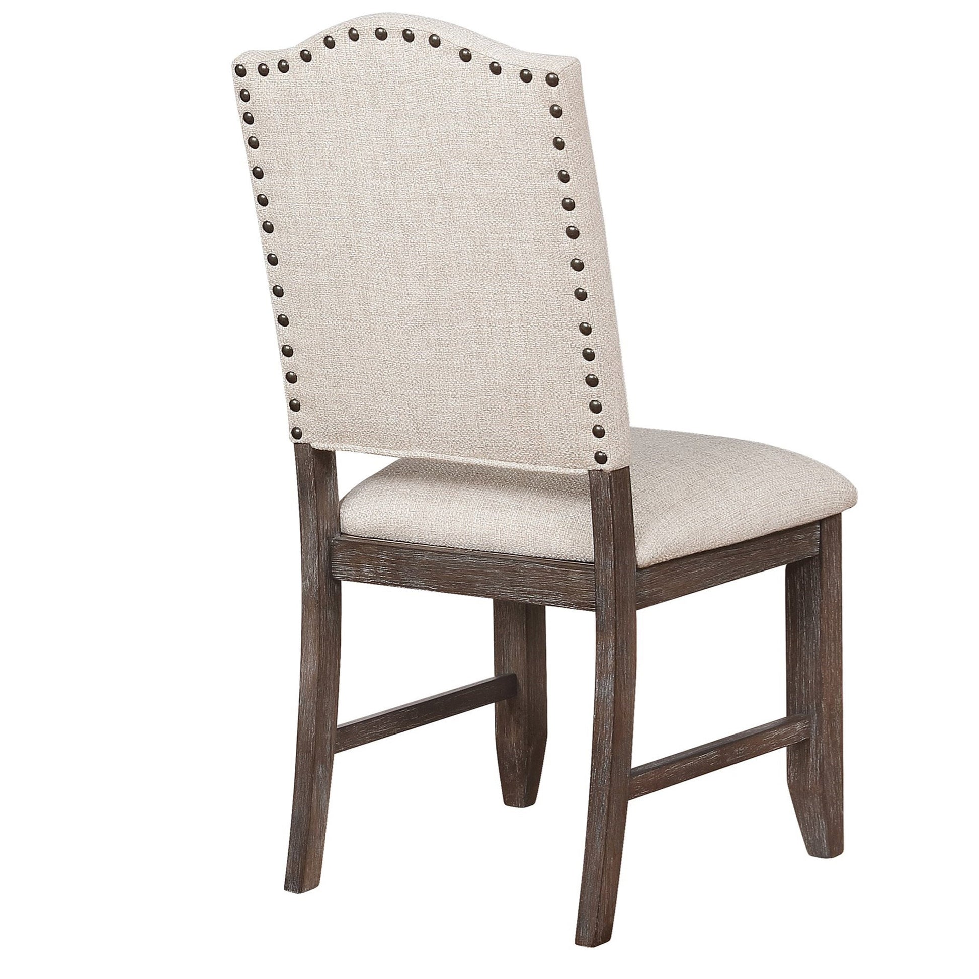 Benzara BM220557 Beige and Brown Arched Open Back Side Chair With Nailhead Accents,Set of 2