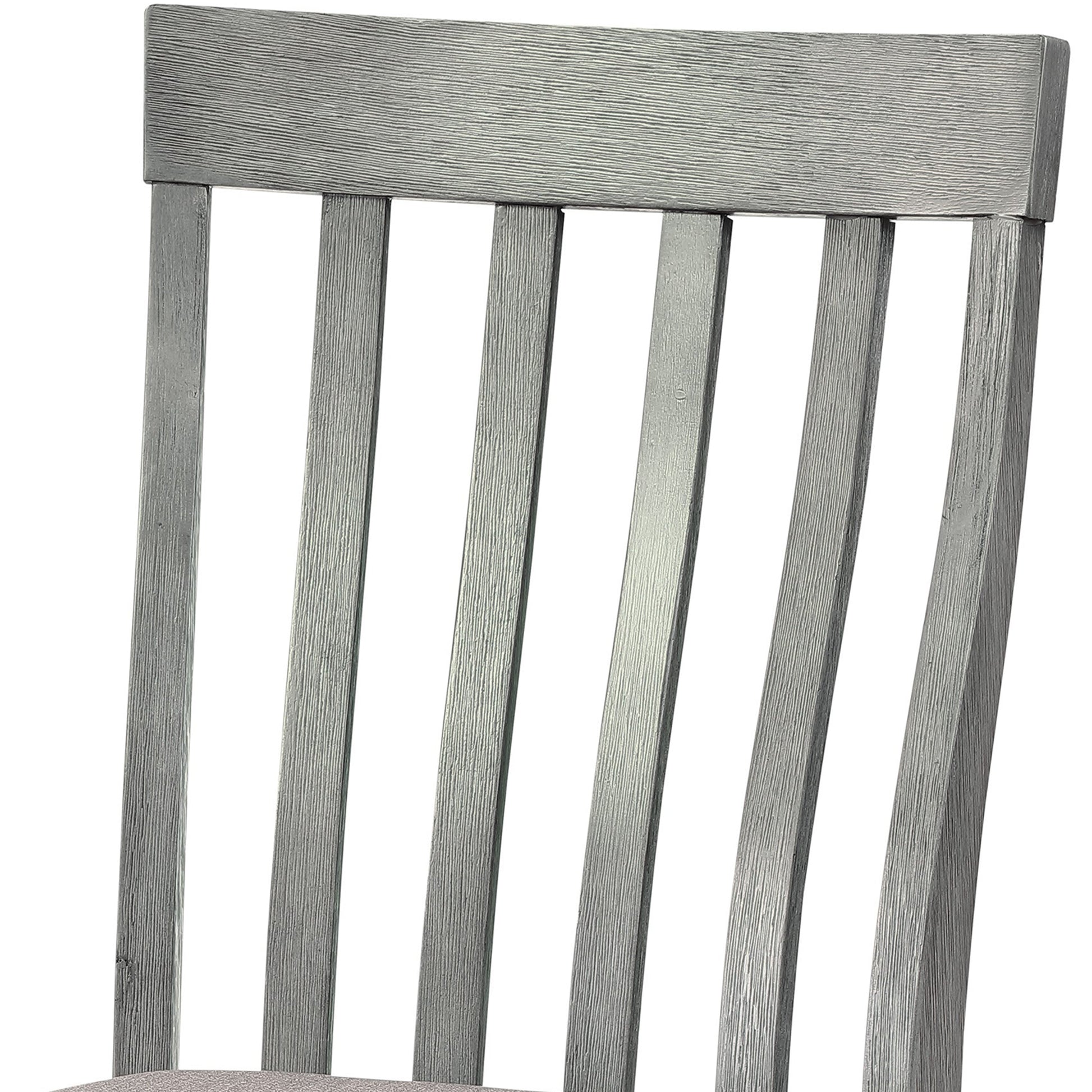 Benzara BM220888 Gray Vertical Slatted Curved Back Side Chair With Fabric Seat, Set of 2