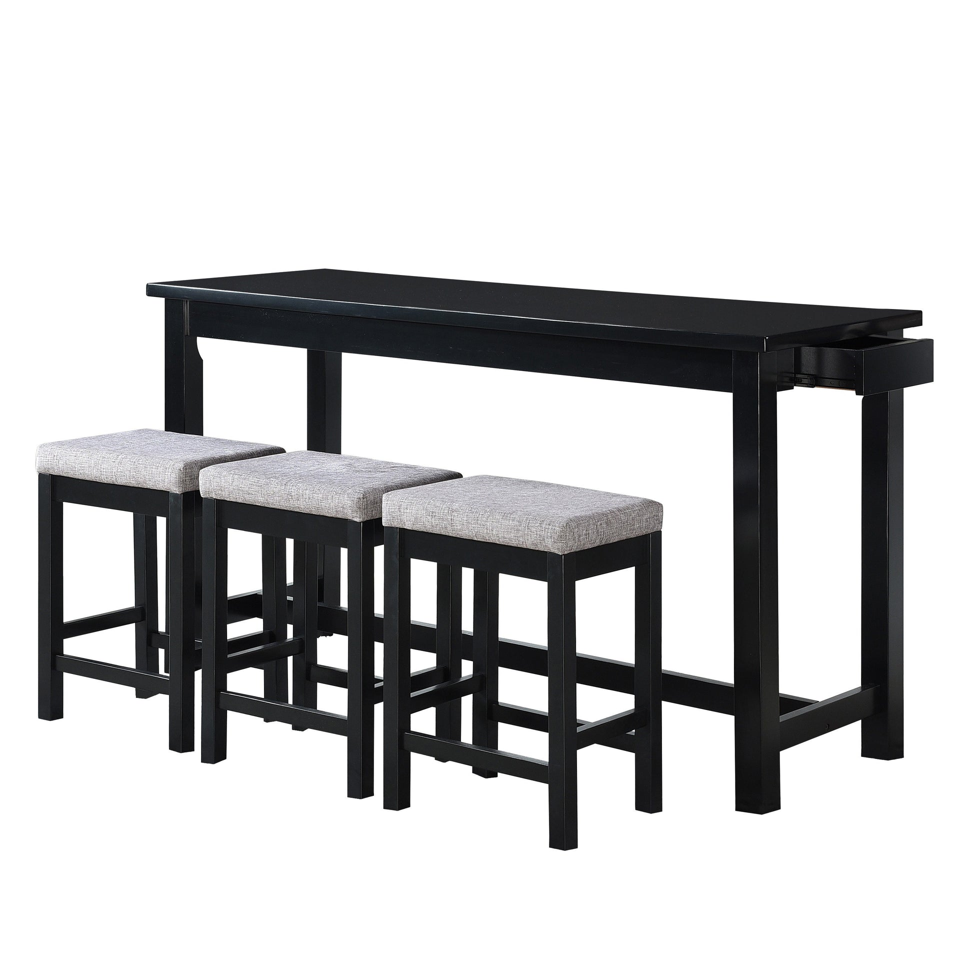 Benzara BM220892 1 Drawer Counter Height Table With Backless Stools,Set of 4