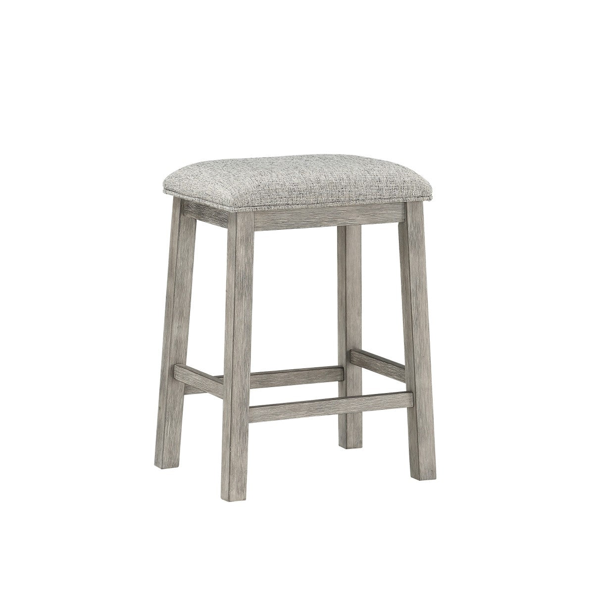 Benzara BM220901 Trestle Base Counter Height Table With Fabric Backless Stools,Set of 3,Gray