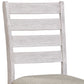 Benzara BM220910 Antique White Ladder Style Back Side Chair With Fabric Seat, Set of 2