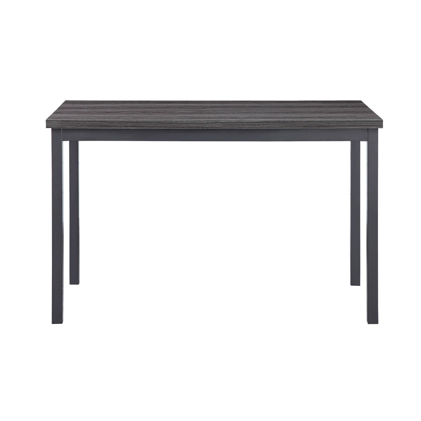 Benzara BM220914 Transitional Rectangular Dining Table With Metal Frame and Wooden Top, Gray