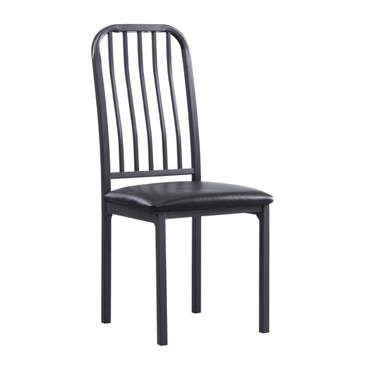 Benzara BM220915 Gray Metal Frame Side Chair With Padded seat and Slated Backrest