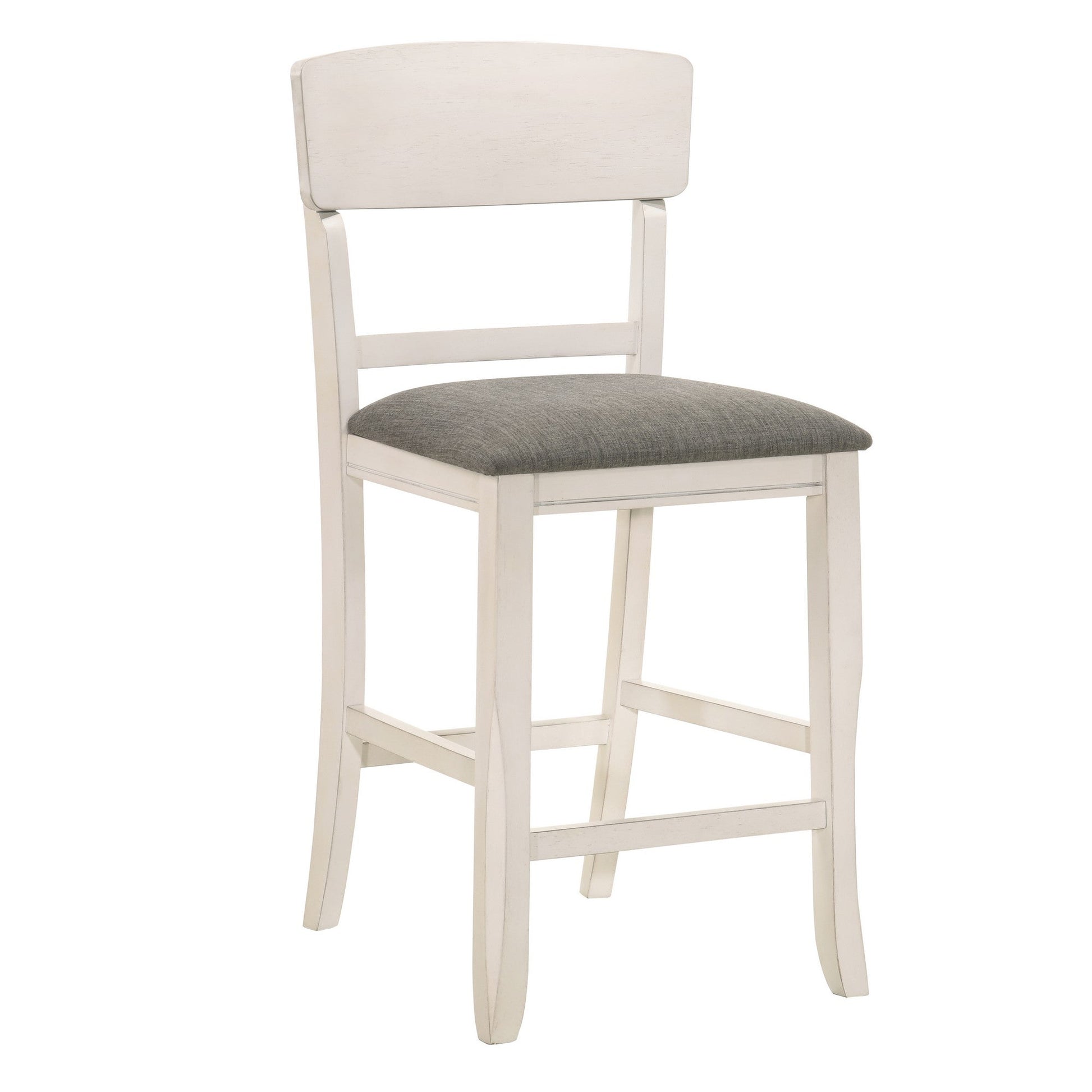 Benzara BM221628 White and Gray Wood and Fabric Counter Height Chair, Set of 2