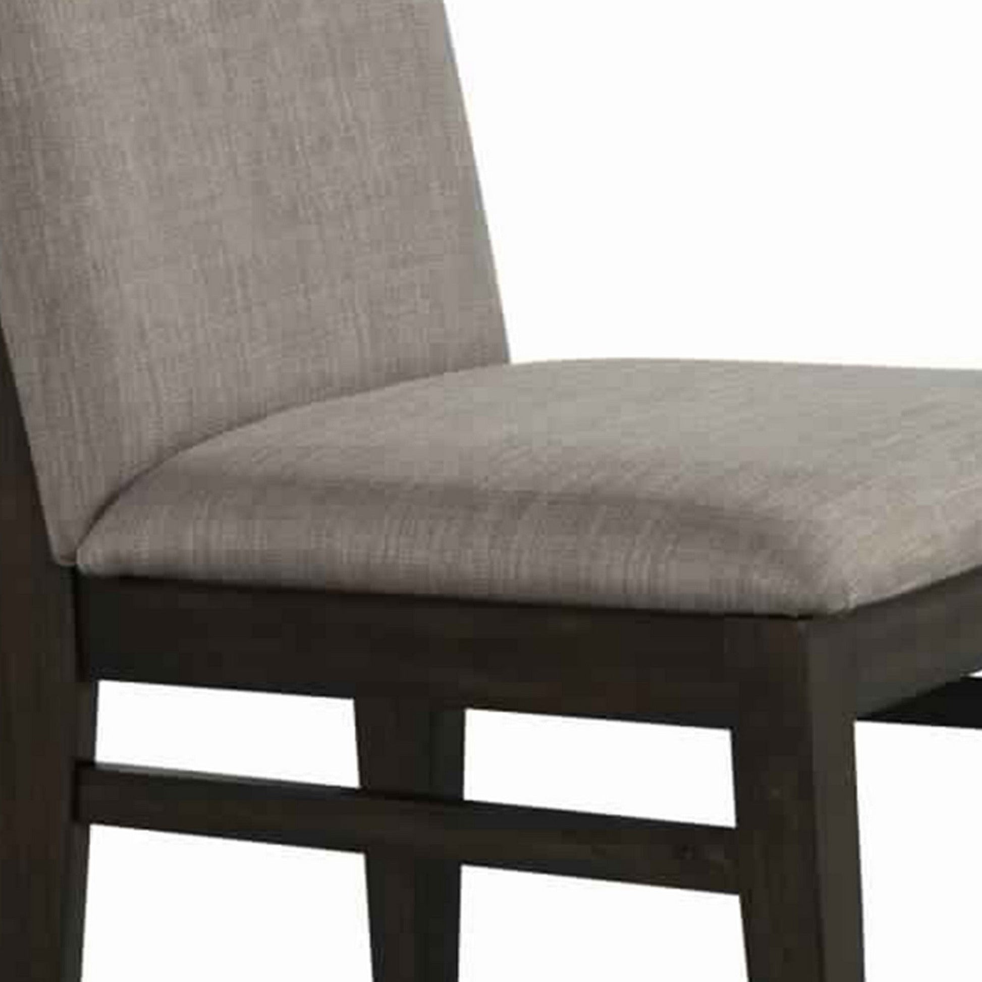 Benzara BM222464 Gray and Brown Fabric Upholstered Side Chair With Tapered Legs, Set of 2