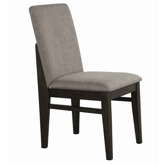 Benzara BM222464 Gray and Brown Fabric Upholstered Side Chair With Tapered Legs, Set of 2