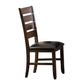 Benzara BM222673 Brown Faux Leather Upholstered Wooden Side Chair With Ladder Back Design