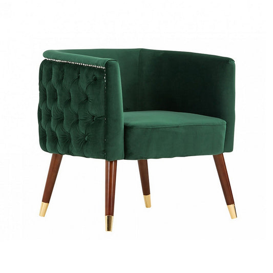 Benzara BM223454 Green Button Tufted Fabric accent Chair With Nailhead Trim Details