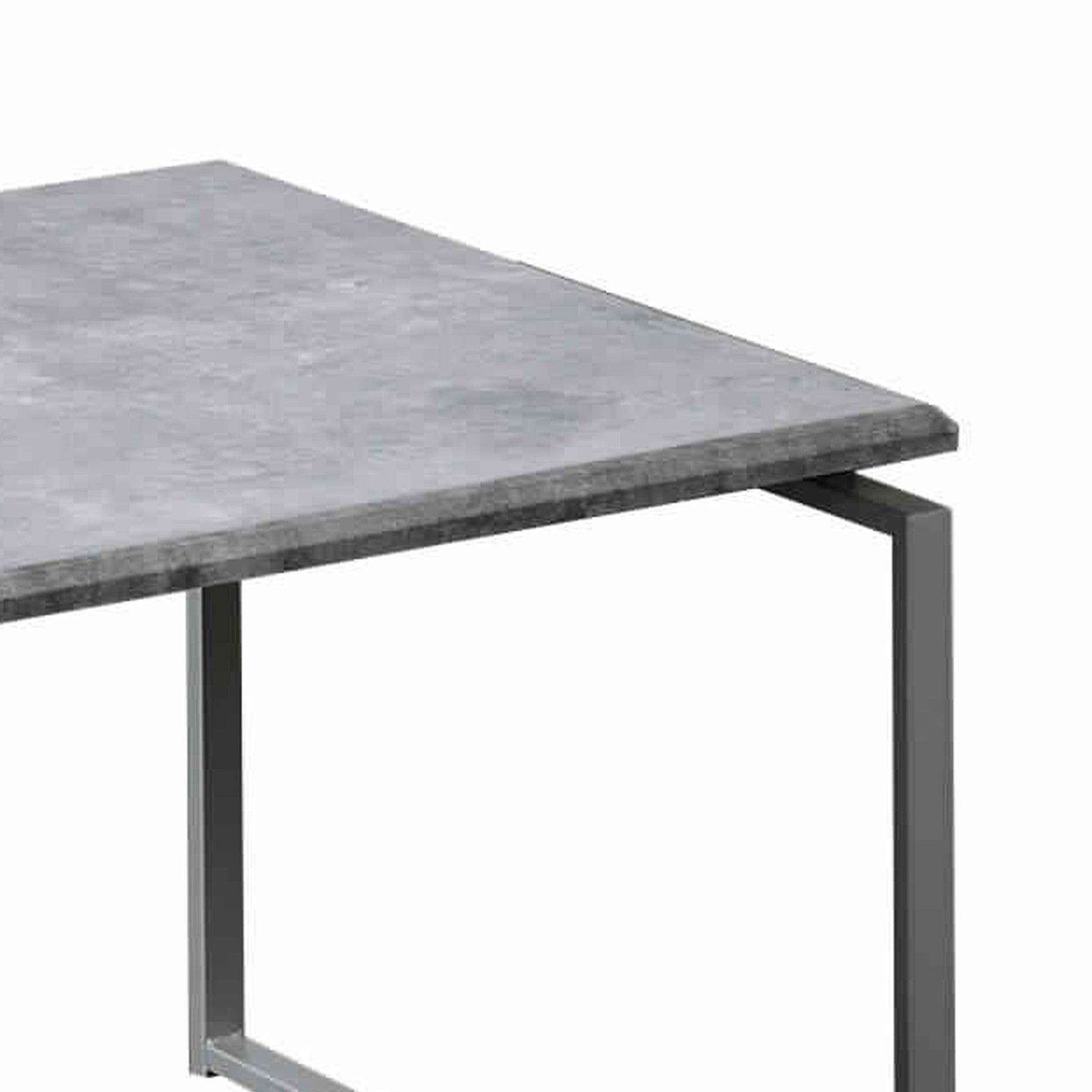 Benzara BM225744 3-Piece Gray and Silver Faux Concrete Top Occasional Table Set