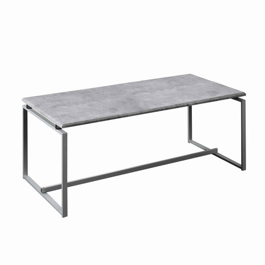 Benzara BM225744 3-Piece Gray and Silver Faux Concrete Top Occasional Table Set