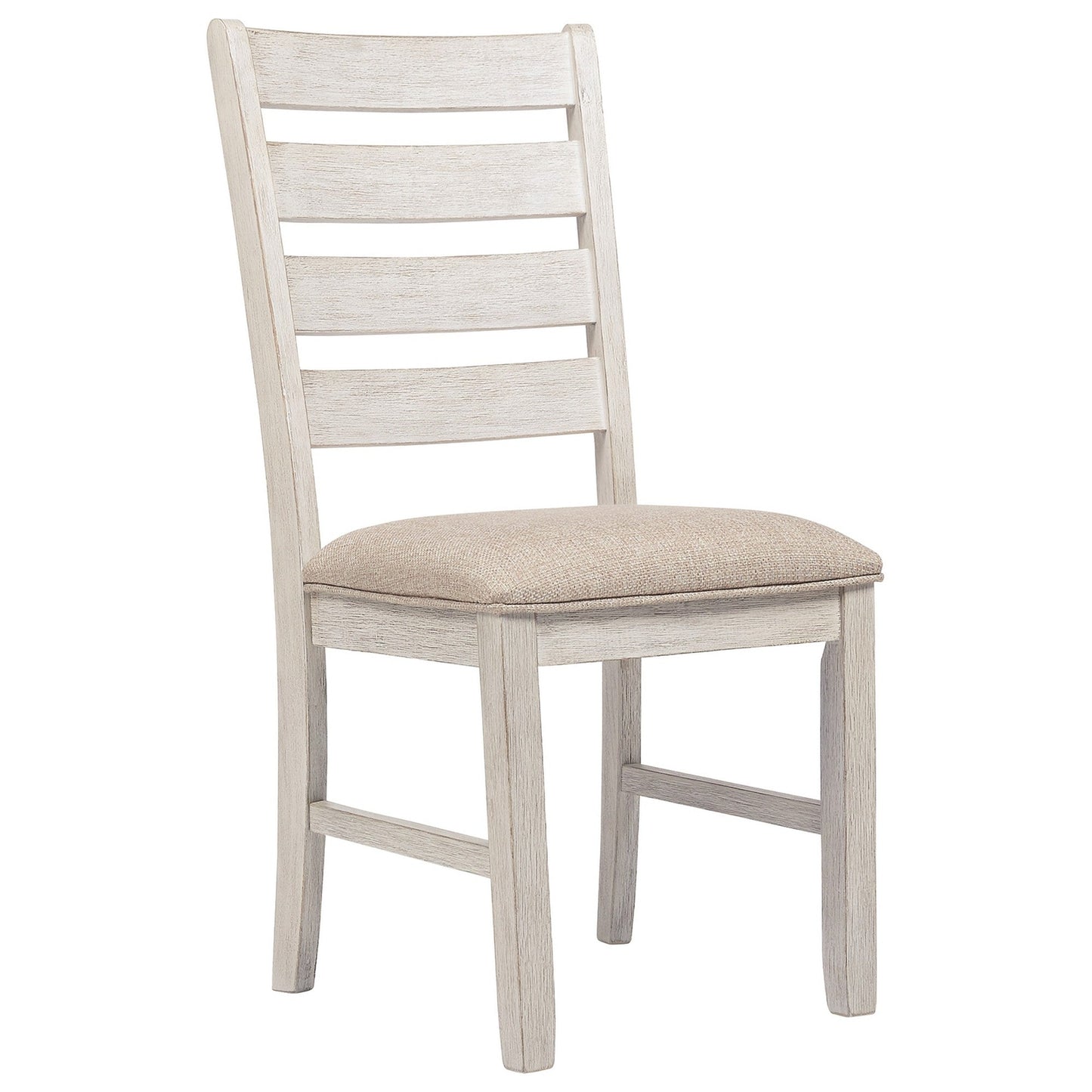 Benzara BM227028 White and Brown Fabric Dining Side Chair With Ladder Back, Set of 2