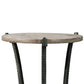 Benzara BM227089 Brown and Gray Round Wooden Top Accent Table With Flared Metal Legs