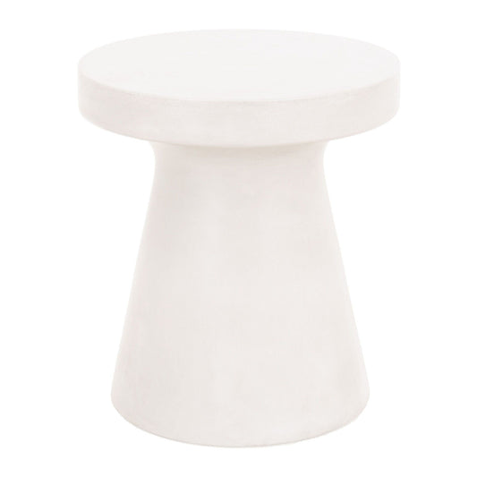 Benzara BM231493 Off White Round Top Concrete Accent Table With Flared Pedestal Base