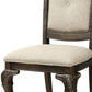 Benzara BM232568 Gray Button Tufted Fabric Seat Traditional Side Chair, Set of 2