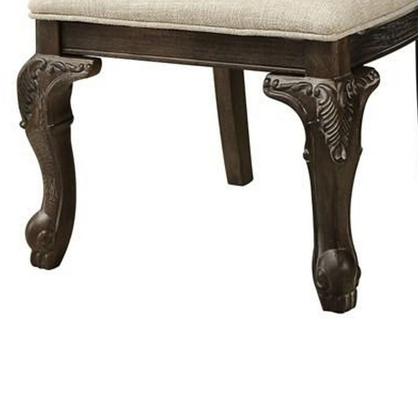 Benzara BM232568 Gray Button Tufted Fabric Seat Traditional Side Chair, Set of 2