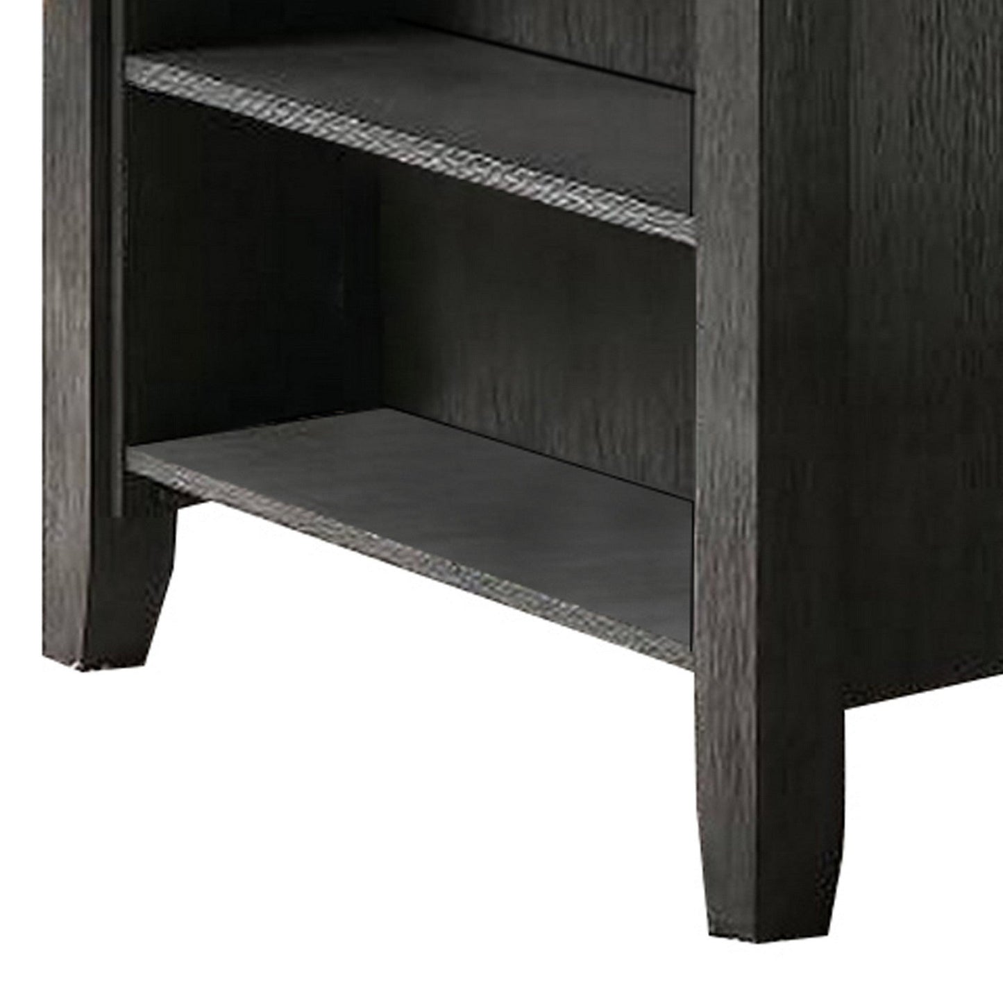 Benzara BM232889 Wooden Counter Height Table With Three Storage Shelves, Gray