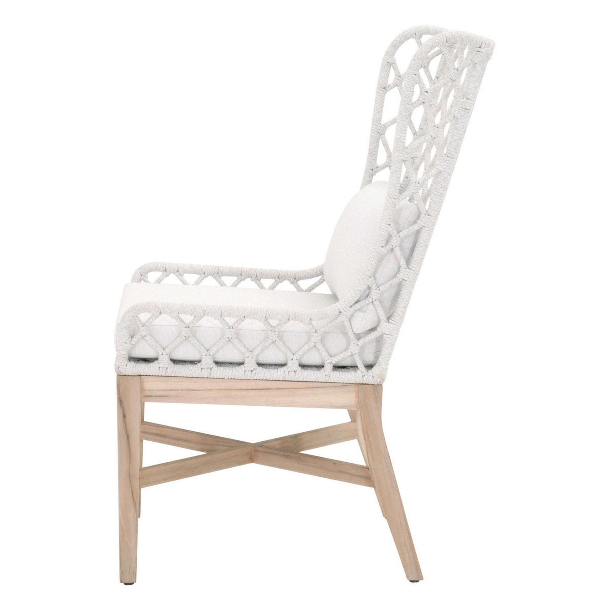 Benzara BM233020 20" Off White Rope Weaved Padded Wing Back Chair