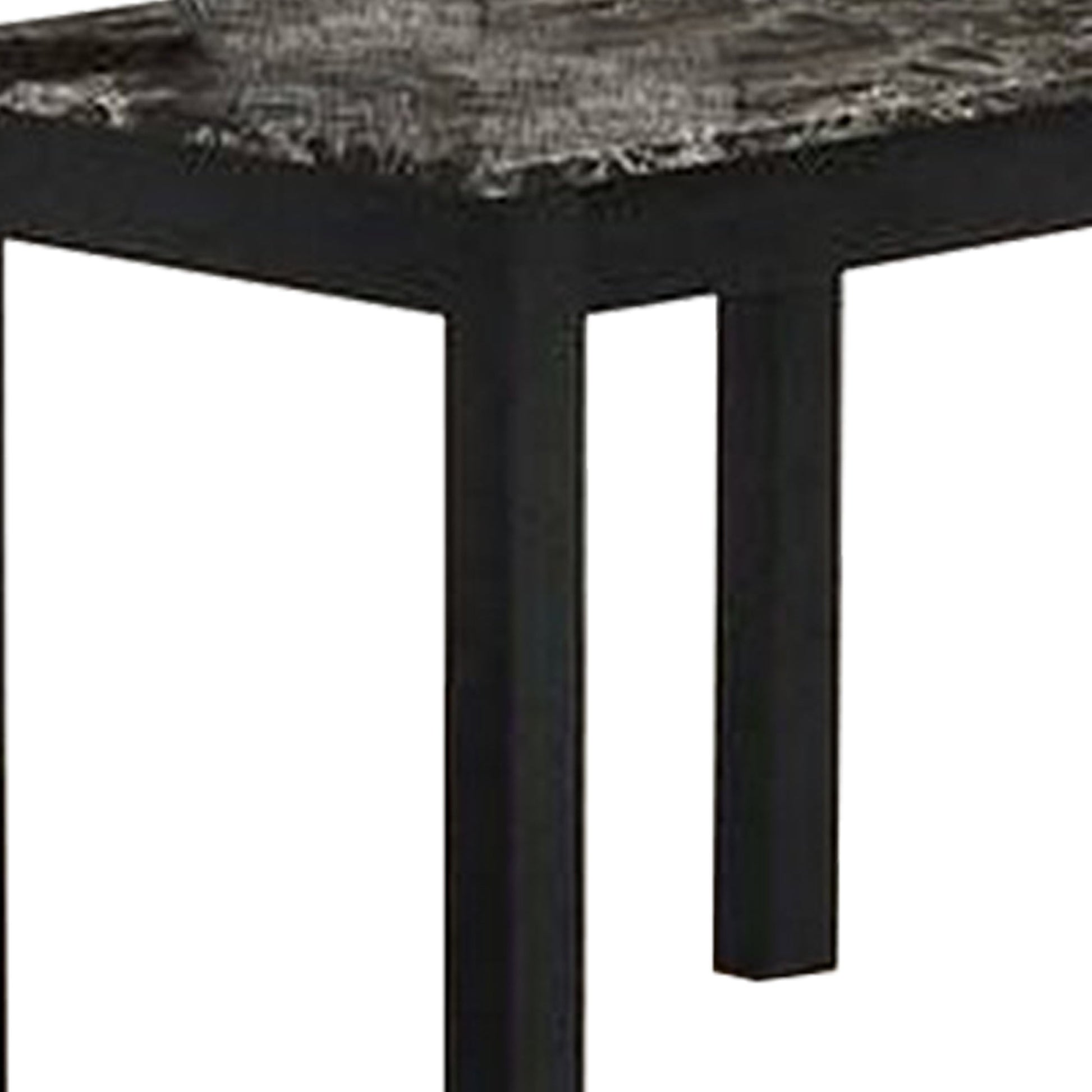 Benzara BM233098 3-Piece Black Coffee Table and End Table With Faux Marble Top