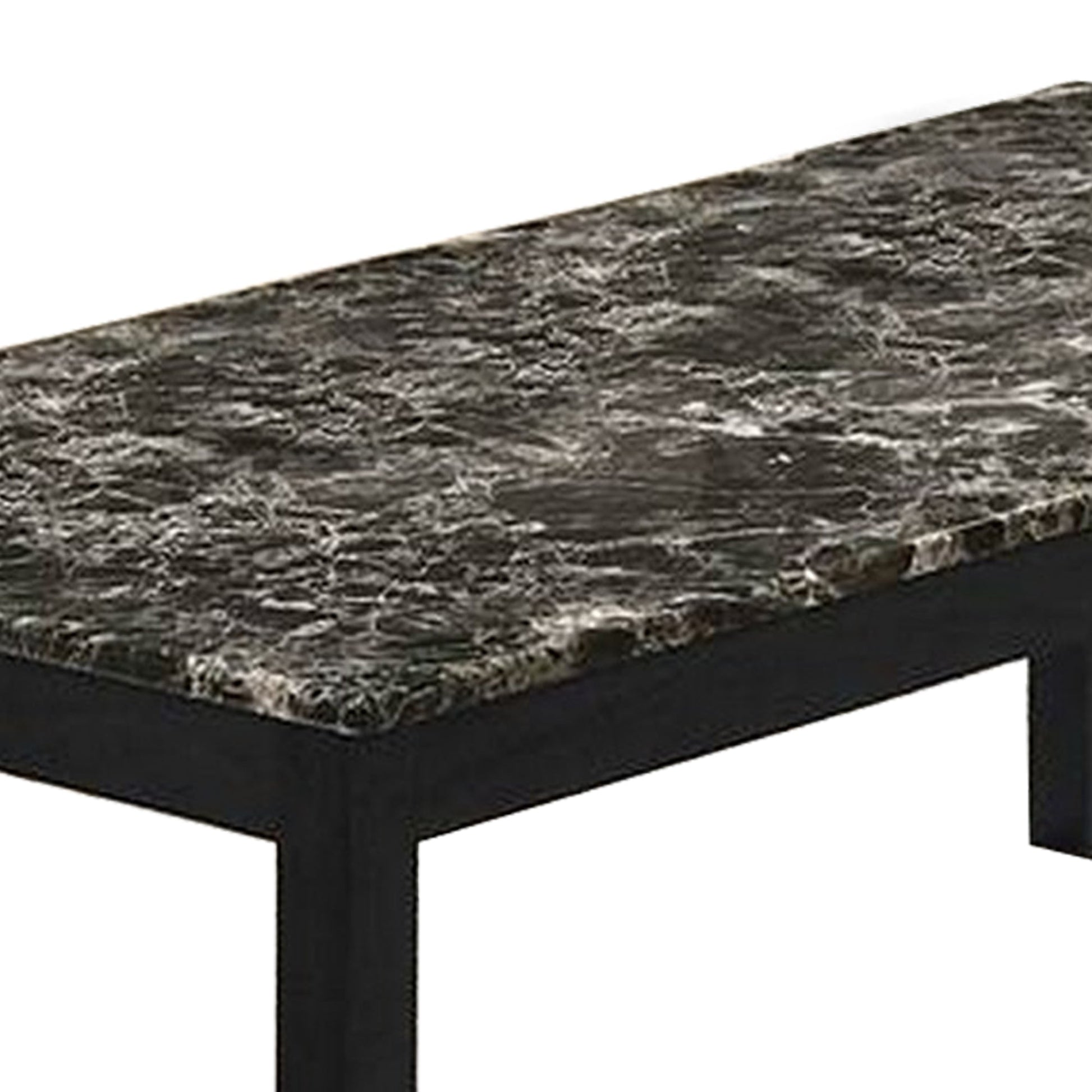 Benzara BM233098 3-Piece Black Coffee Table and End Table With Faux Marble Top