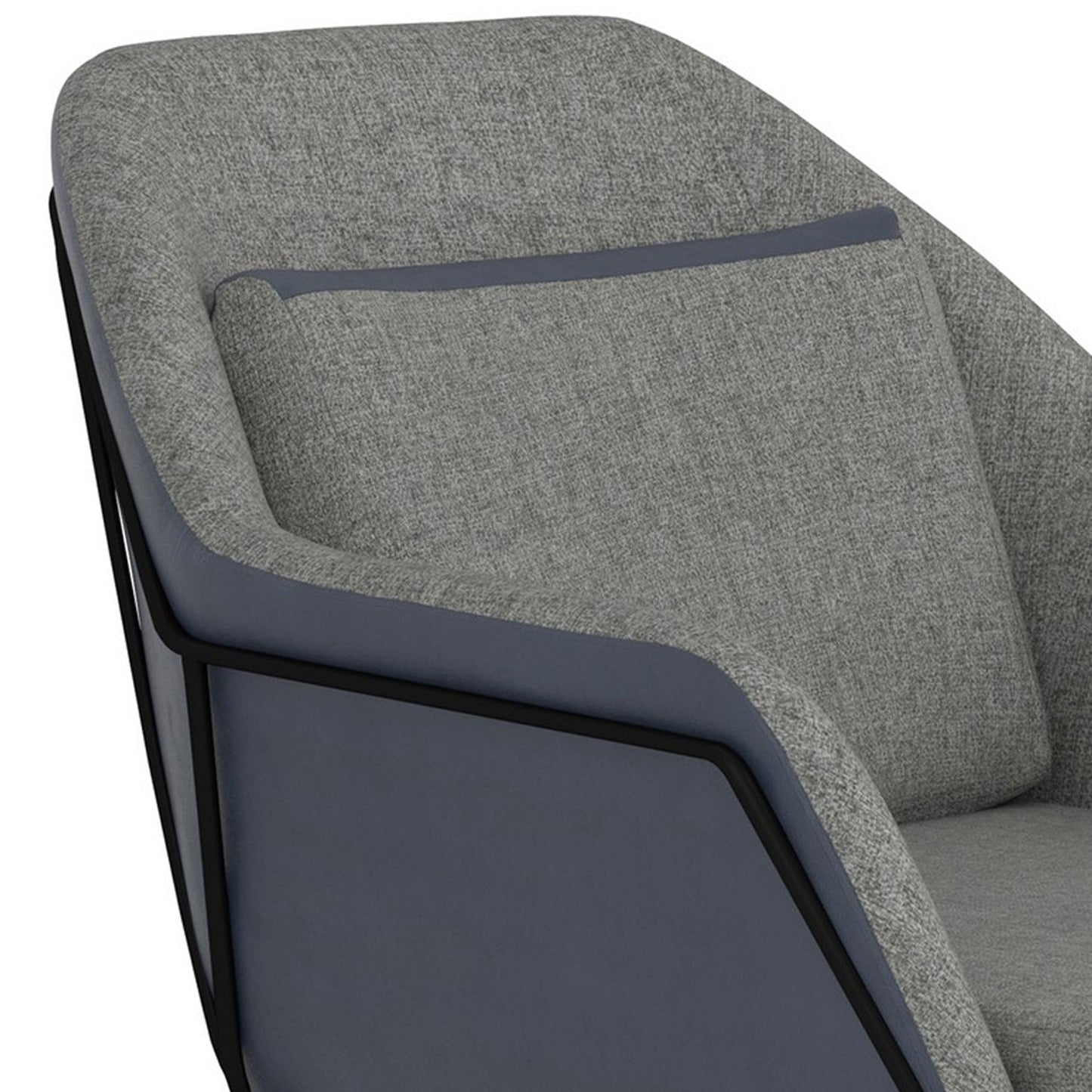 Benzara BM233227 Gray Fabric Accent Chair With Angled Sled Base and 1 Pillow