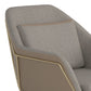 Benzara BM233228 Gray and Gold Fabric Accent Chair With Angled Sled Base