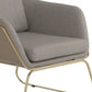 Benzara BM233228 Gray and Gold Fabric Accent Chair With Angled Sled Base