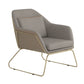 Benzara BM233228 Gray and Gold Fabric Accent Chair With Angled Sled Base