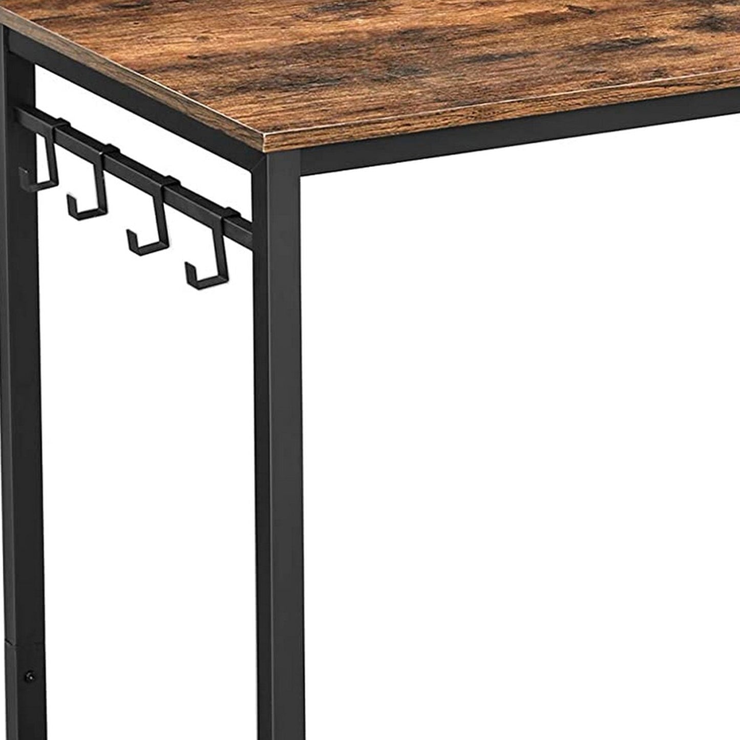 Benzara BM233365 47" Brown and Black Wooden Computer Desk With Metal Frame