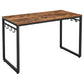 Benzara BM233365 47" Brown and Black Wooden Computer Desk With Metal Frame