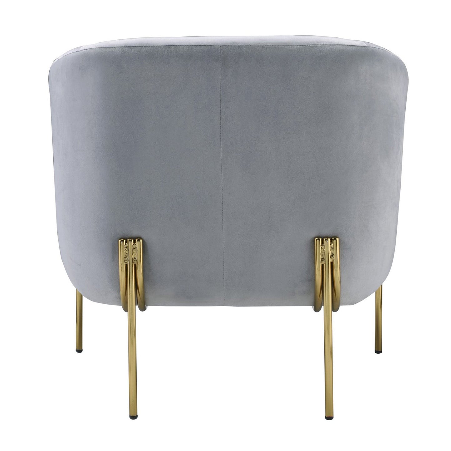 Benzara BM233386 Gray Velvet Upholstered Accent Chair With Spindle Legs