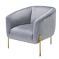 Benzara BM233386 Gray Velvet Upholstered Accent Chair With Spindle Legs