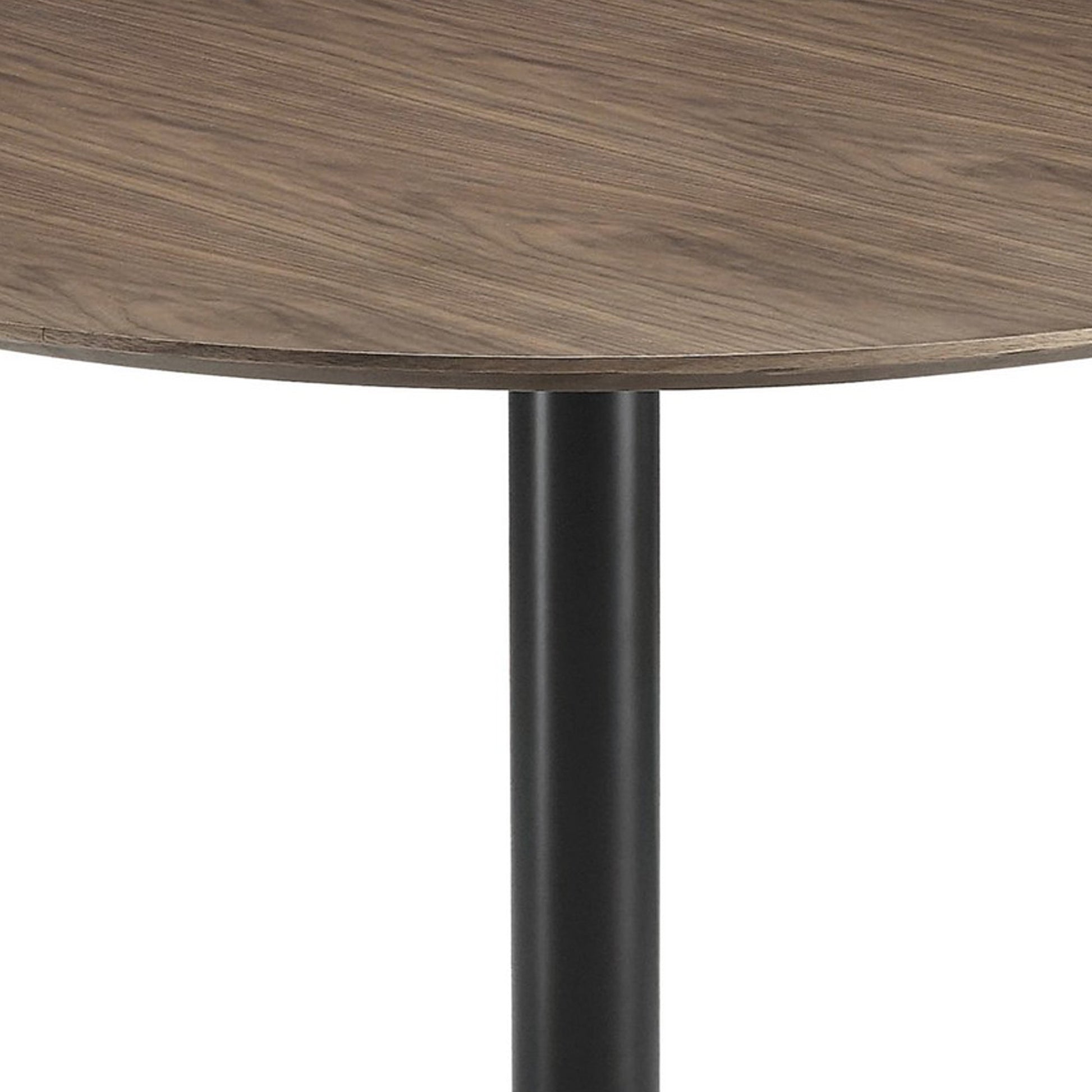 Benzara BM233395 30 Inch Round Wooden Top Modern Dining Table, Black and Brown