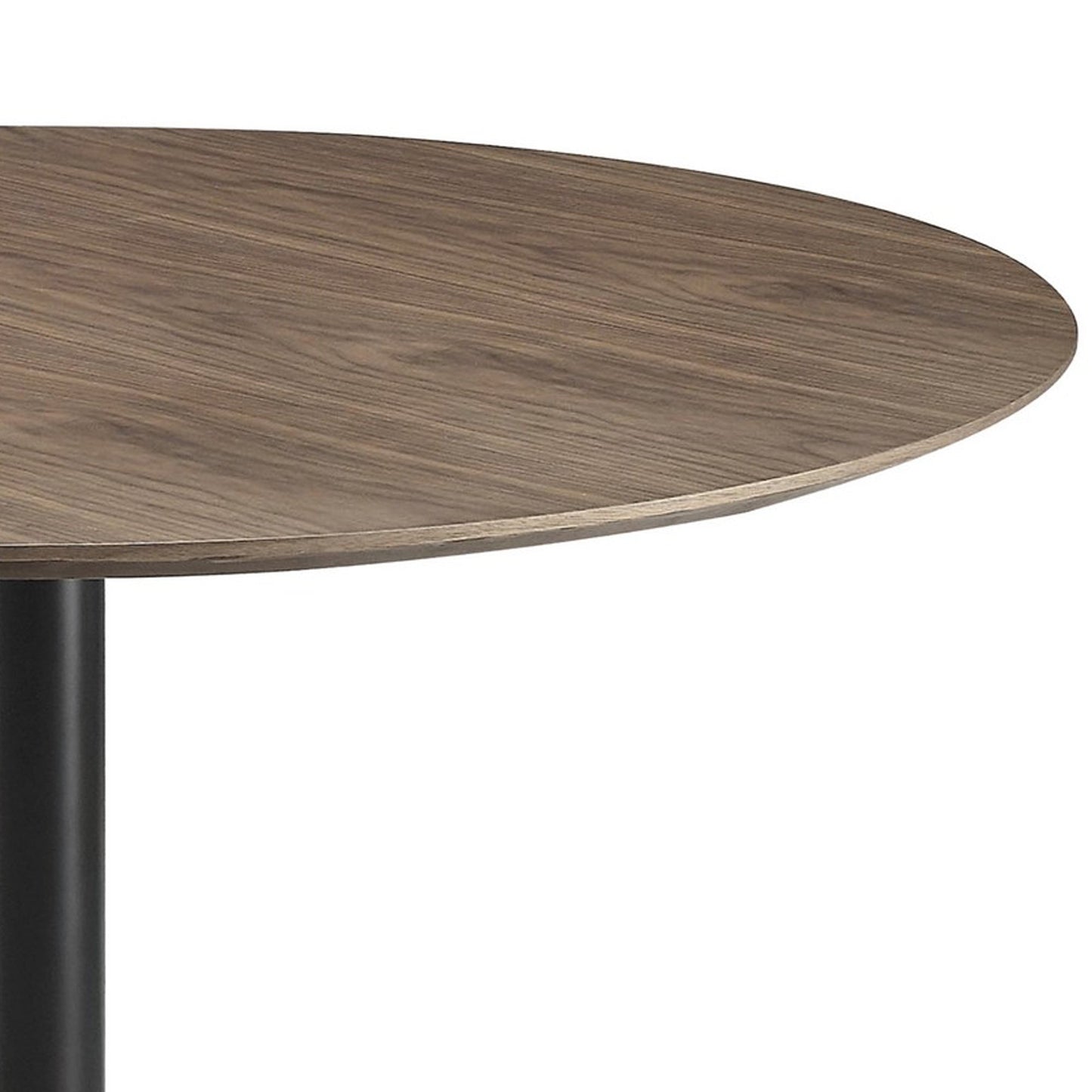 Benzara BM233395 30 Inch Round Wooden Top Modern Dining Table, Black and Brown