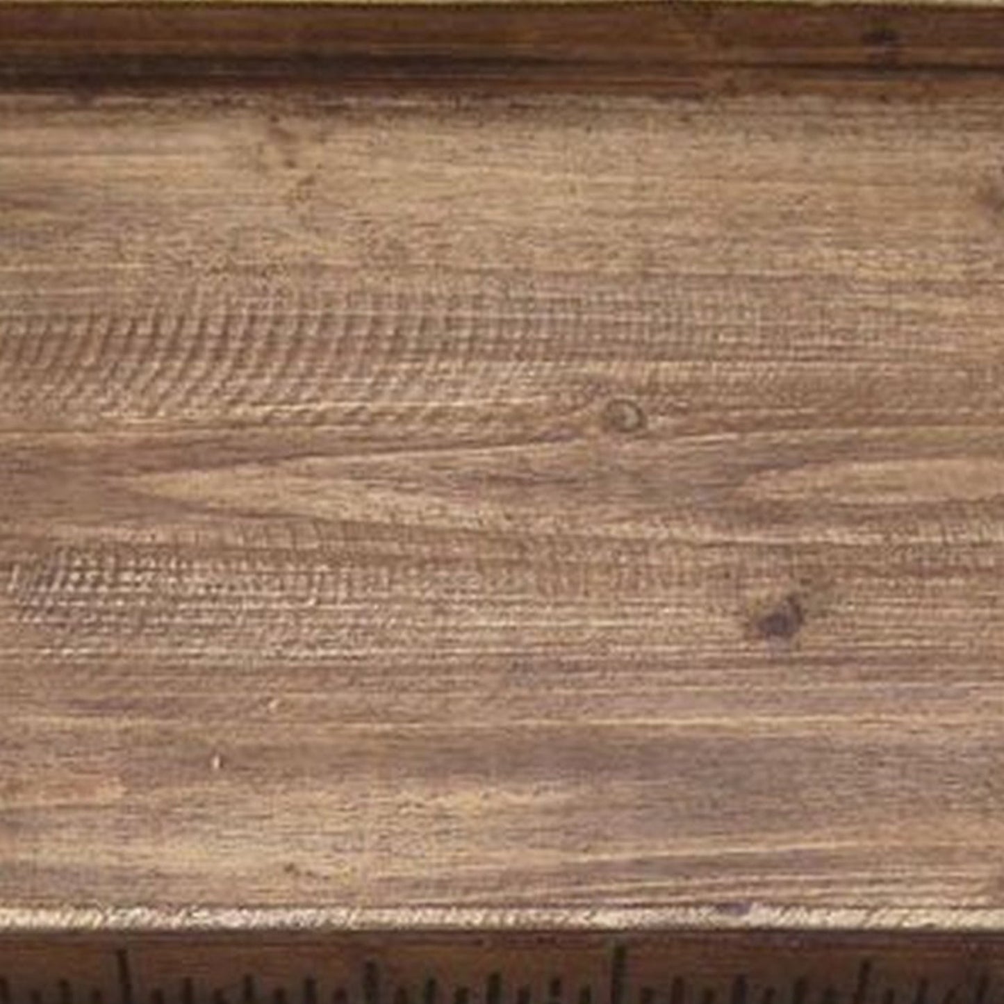 Benzara BM233465 Brown Rough Sawn Textured Rectangular Wooden Ruler Tray, Set of 3