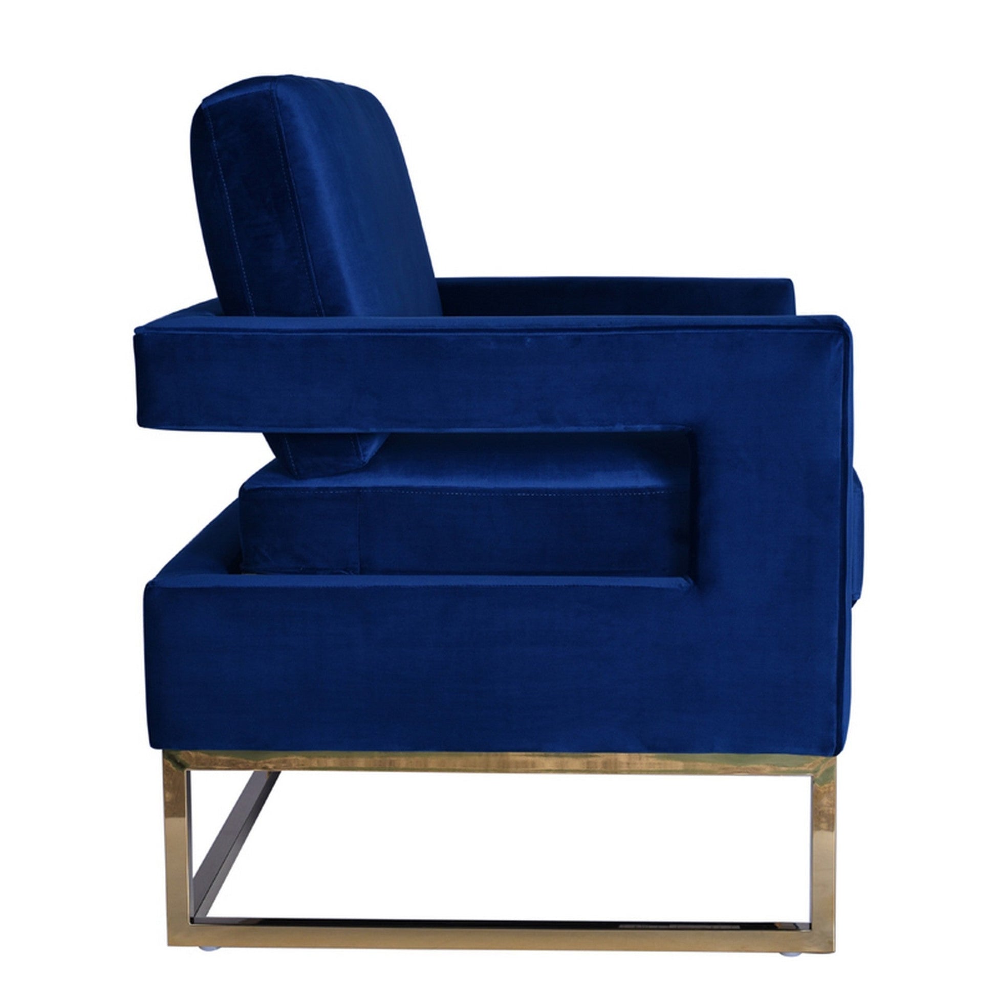 Benzara BM233601 Blue Fabric Accent Chair With Metal Frame Support