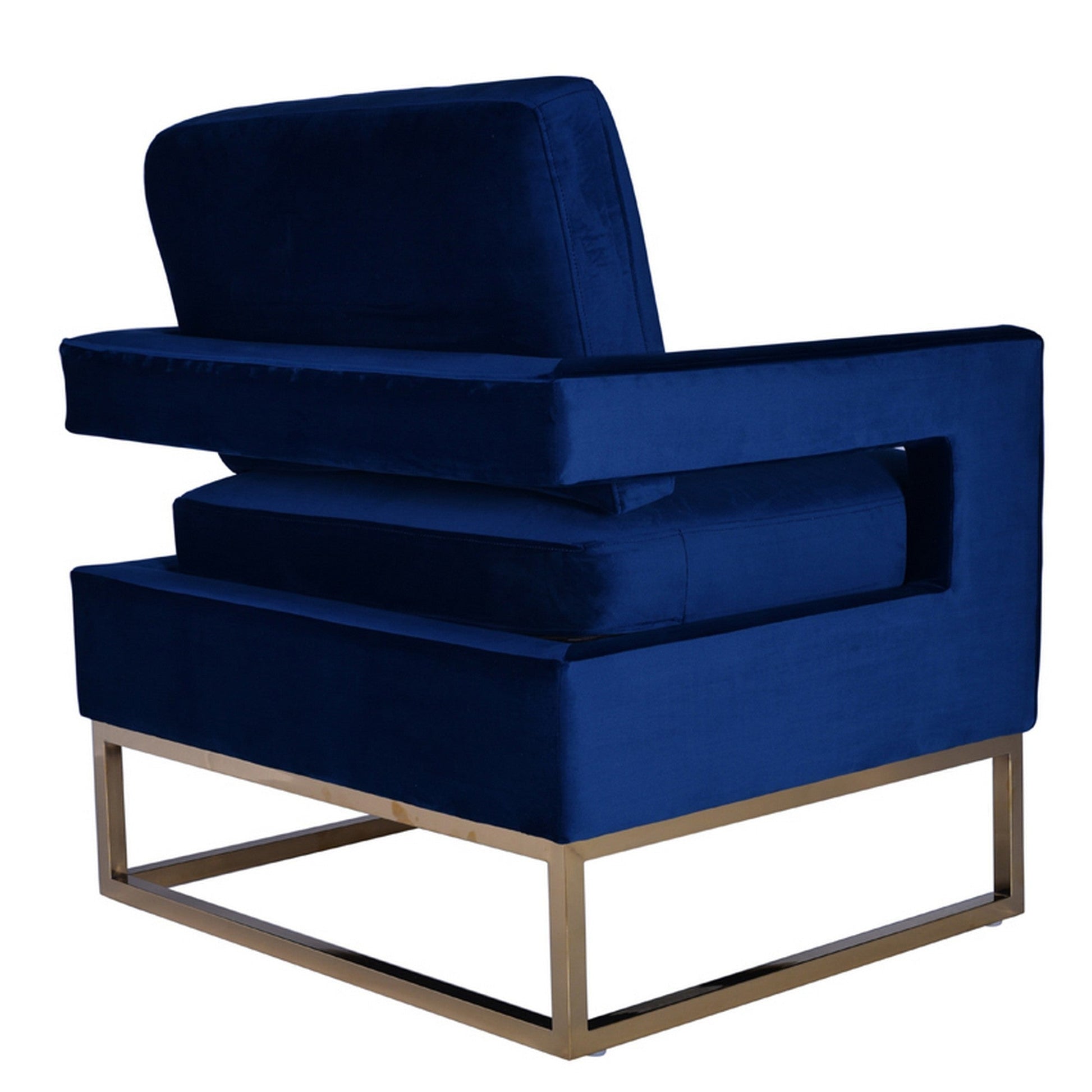 Benzara BM233601 Blue Fabric Accent Chair With Metal Frame Support