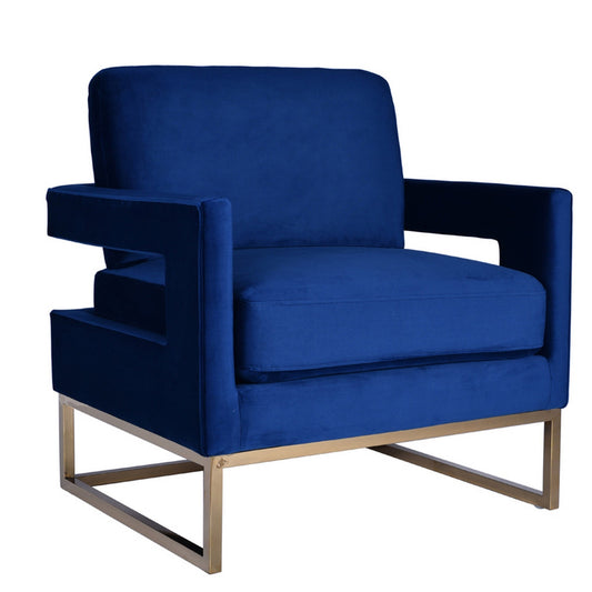 Benzara BM233601 Blue Fabric Accent Chair With Metal Frame Support