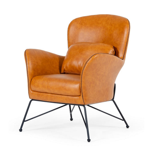 Benzara BM233626 Brown Leatherette Accent Chair With Metal Frame