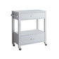 Benzara BM233695 White 2-Drawer Wooden Kitchen Cart With Casters and 1 Open Shelf